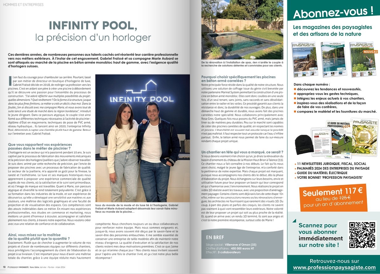 Infinity Pool Bordeaux - VIGNETTE PPHS 30 INFINITY POOL 004 - Notre apparition dans le magazine : Professionnel Paysage